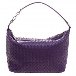 Pre Owned Bottega Veneta Purple Intrecciato Leather Hobo
