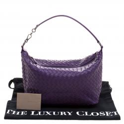 Pre Owned Bottega Veneta Purple Intrecciato Leather Hobo