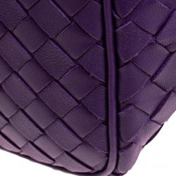 Pre Owned Bottega Veneta Purple Intrecciato Leather Hobo