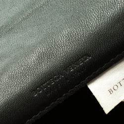 Pre Owned Bottega Veneta Dark Grey Leather Intrecciato Card Holder