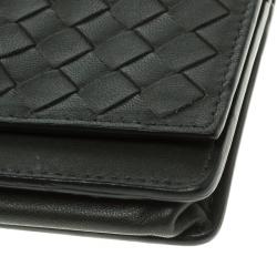 Pre Owned Bottega Veneta Dark Grey Leather Intrecciato Card Holder