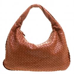 Pre Owned Bottega Veneta Copper Intrecciato Leather Small Hobo