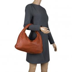 Pre Owned Bottega Veneta Copper Intrecciato Leather Small Hobo