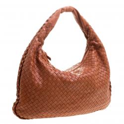 Pre Owned Bottega Veneta Copper Intrecciato Leather Small Hobo