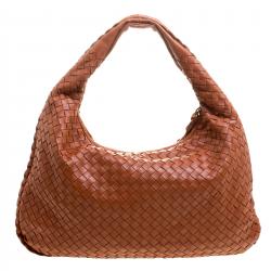Pre Owned Bottega Veneta Copper Intrecciato Leather Small Hobo