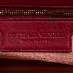 Pre Owned Bottega Veneta Red Intrecciato Leather Satchel