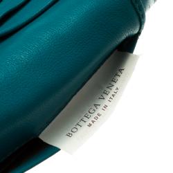 Pre Owned محفظة بوتيغا فينيتا كومباكت جلد انترشياتو تركواز