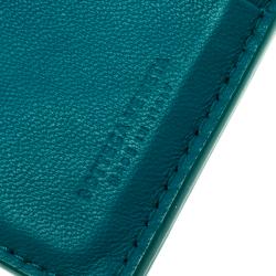 Pre Owned محفظة بوتيغا فينيتا كومباكت جلد انترشياتو تركواز