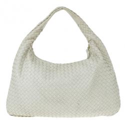 Pre Owned Bottega Veneta Cream Nappa Intrecciato Medium Hobo