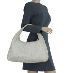 Pre Owned Bottega Veneta Cream Nappa Intrecciato Medium Hobo