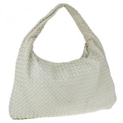 Pre Owned Bottega Veneta Cream Nappa Intrecciato Medium Hobo