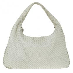 Pre Owned Bottega Veneta Cream Nappa Intrecciato Medium Hobo