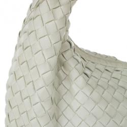 Pre Owned Bottega Veneta Cream Nappa Intrecciato Medium Hobo