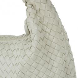 Pre Owned Bottega Veneta Cream Nappa Intrecciato Medium Hobo