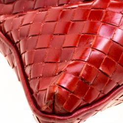 Pre Owned Bottega Veneta Metallic Red Liquid Stripe Intrecciato Leather Oversized Tote