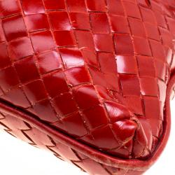 Pre Owned Bottega Veneta Metallic Red Liquid Stripe Intrecciato Leather Oversized Tote