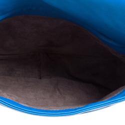 Pre Owned Bottega Veneta Blue Intrecciato Leather Full Flap Crossbody Bag