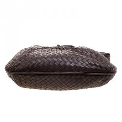 Pre Owned Bottega Veneta Brown Intrecciato Leather Hook Clasp Hobo