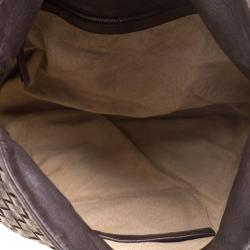 Pre Owned Bottega Veneta Brown Intrecciato Leather Hook Clasp Hobo