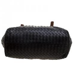Pre Owned Bottega Veneta Black Intrecciato Leather Marquise Flower Tote
