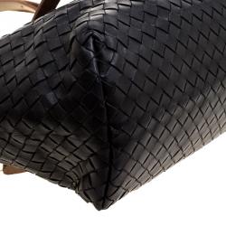 Pre Owned Bottega Veneta Black Intrecciato Leather Marquise Flower Tote
