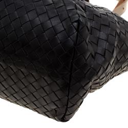 Pre Owned Bottega Veneta Black Intrecciato Leather Marquise Flower Tote