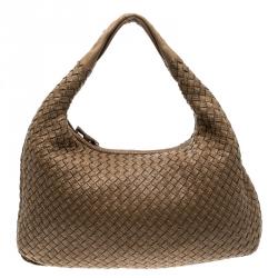Pre Owned Bottega Veneta Brown Intrecciato Stitched Nappa Leather Medium Veneta Hobo