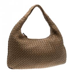 Pre Owned Bottega Veneta Brown Intrecciato Stitched Nappa Leather Medium Veneta Hobo