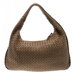 Pre Owned Bottega Veneta Brown Intrecciato Stitched Nappa Leather Medium Veneta Hobo