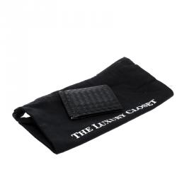 مملوكة مسبقًا Bottega Veneta Black Intrecciato Leather Money Clip Bi-Fold Wallet