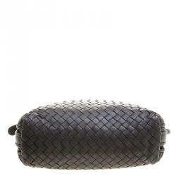Bottega Veneta Grey Intrecciato Leather Double Messenger Bag