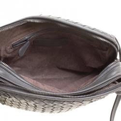 Bottega Veneta Grey Intrecciato Leather Double Messenger Bag