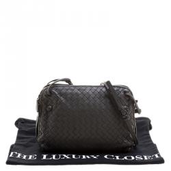 Bottega Veneta Grey Intrecciato Leather Double Messenger Bag