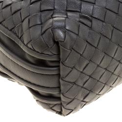 Bottega Veneta Grey Intrecciato Leather Double Messenger Bag