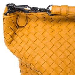Pre Owned Bottega Veneta Orange Nappa Intrecciato Convertible Bag