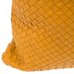 Pre Owned Bottega Veneta Orange Nappa Intrecciato Convertible Bag