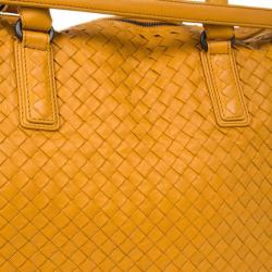 Pre Owned Bottega Veneta Orange Nappa Intrecciato Convertible Bag