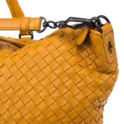 Pre Owned Bottega Veneta Orange Nappa Intrecciato Convertible Bag