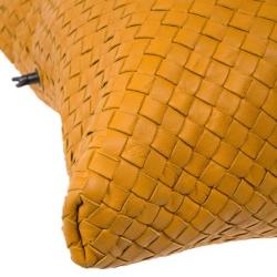 Pre Owned Bottega Veneta Orange Nappa Intrecciato Convertible Bag