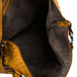 Pre Owned Bottega Veneta Orange Nappa Intrecciato Convertible Bag