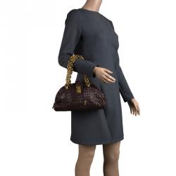 Pre Owned Bottega Veneta Brown Intrecciato Leather Bowling Bag