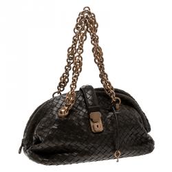 Pre Owned Bottega Veneta Brown Intrecciato Leather Bowling Bag