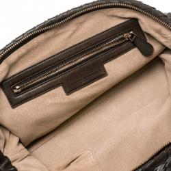 Pre Owned Bottega Veneta Brown Intrecciato Leather Bowling Bag