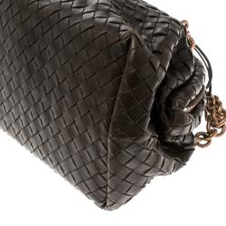 Pre Owned Bottega Veneta Brown Intrecciato Leather Bowling Bag