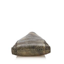 Pre Owned Bottega Veneta Black Gold Leather Intrecciomirage  Shoulder Bag