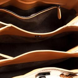 Pre Owned Bottega Veneta Orange Intrecciato Leather Python Trimmed Small Roma Tote