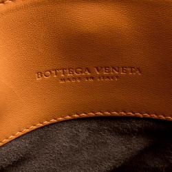 Pre Owned Bottega Veneta Orange Intrecciato Leather Python Trimmed Small Roma Tote