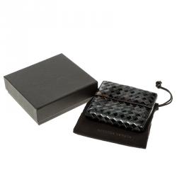 Pre Owned Bottega Veneta Black/Gold Intrecciato Leather Wallet