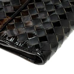 Pre Owned Bottega Veneta Black/Gold Intrecciato Leather Wallet