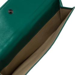 Pre Owned Bottega Veneta Green Intrecciato Leather Wallet
